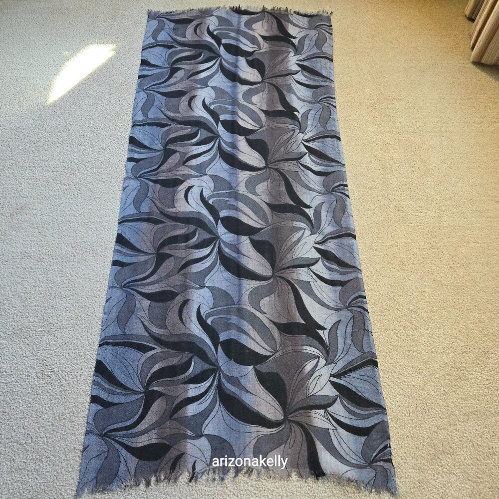 100% Wool Scarf Lightweight Black & Grey